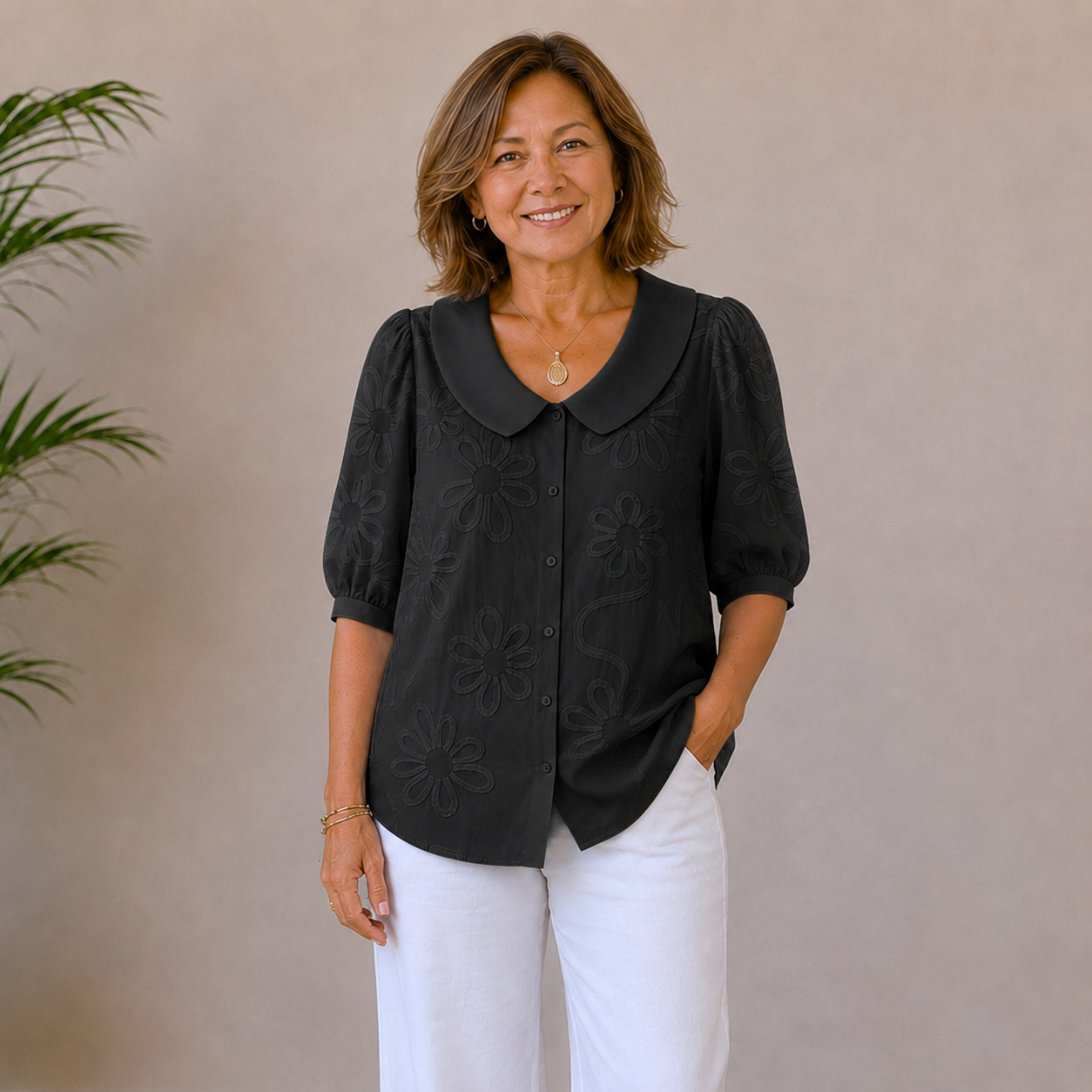 Daisy | Embroidered Flower Blouse