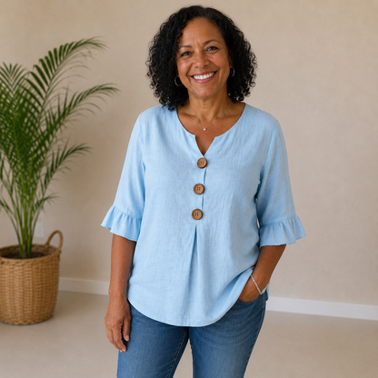 Ava | Ruffle Button Blouse