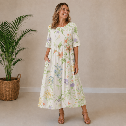 Eliza | Soft Floral Midi Dress