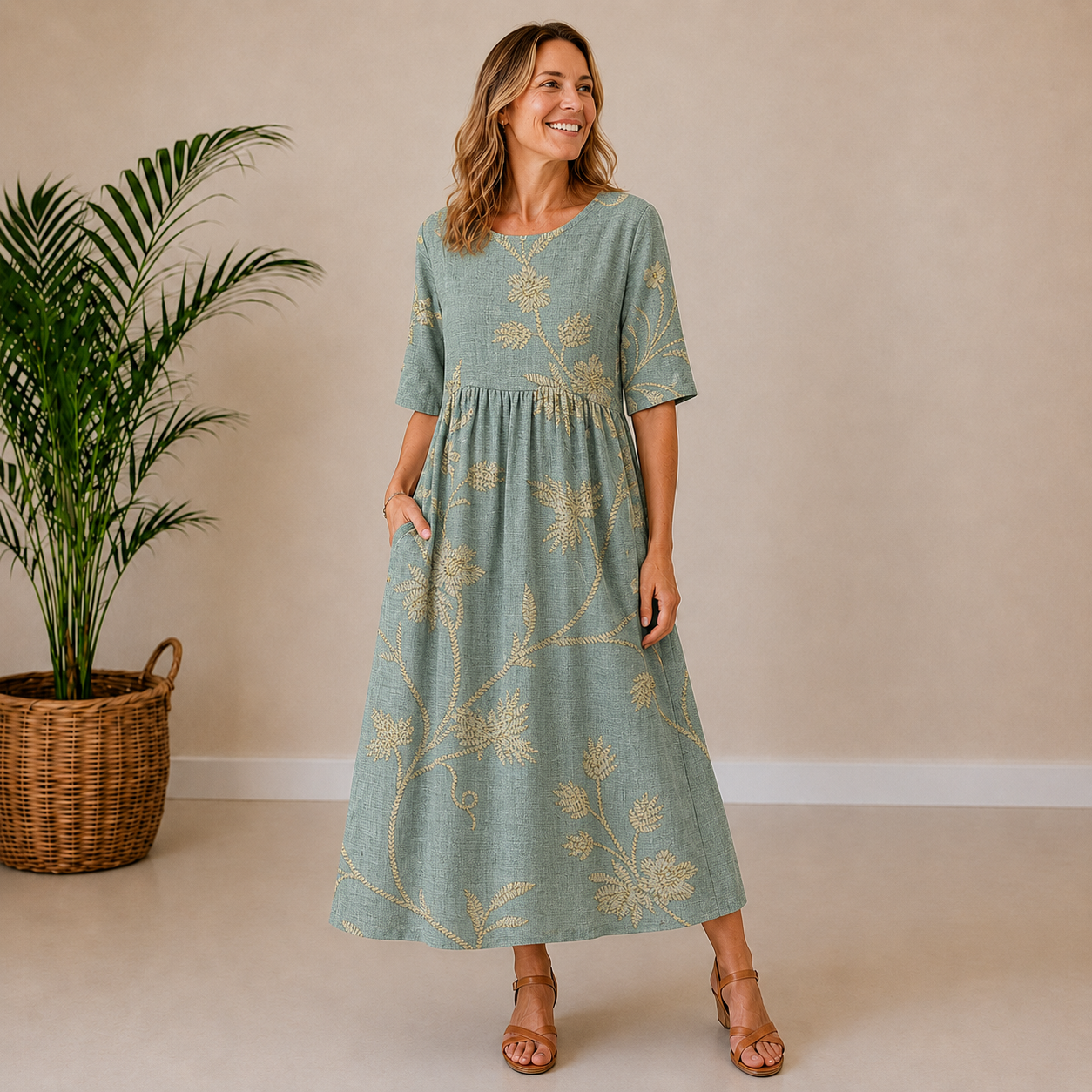 Eliza | Soft Floral Midi Dress