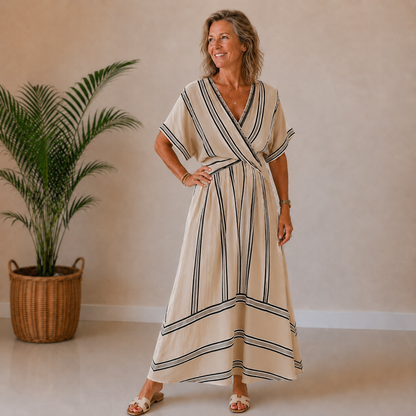 Aura | Striped Wrap Maxi Dress