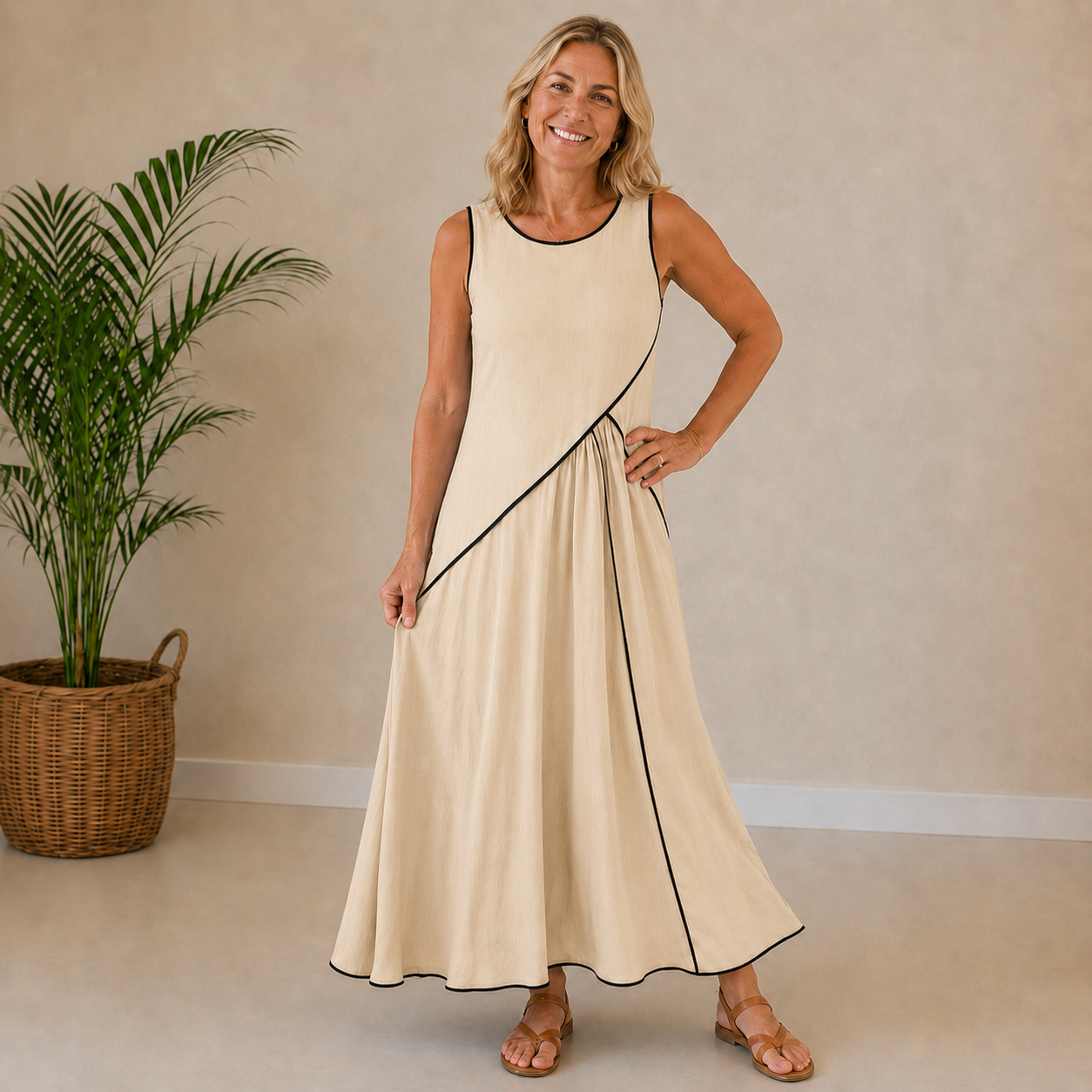Thea | Contrast Detail Maxi Dress