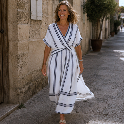 Aura | Striped Wrap Maxi Dress