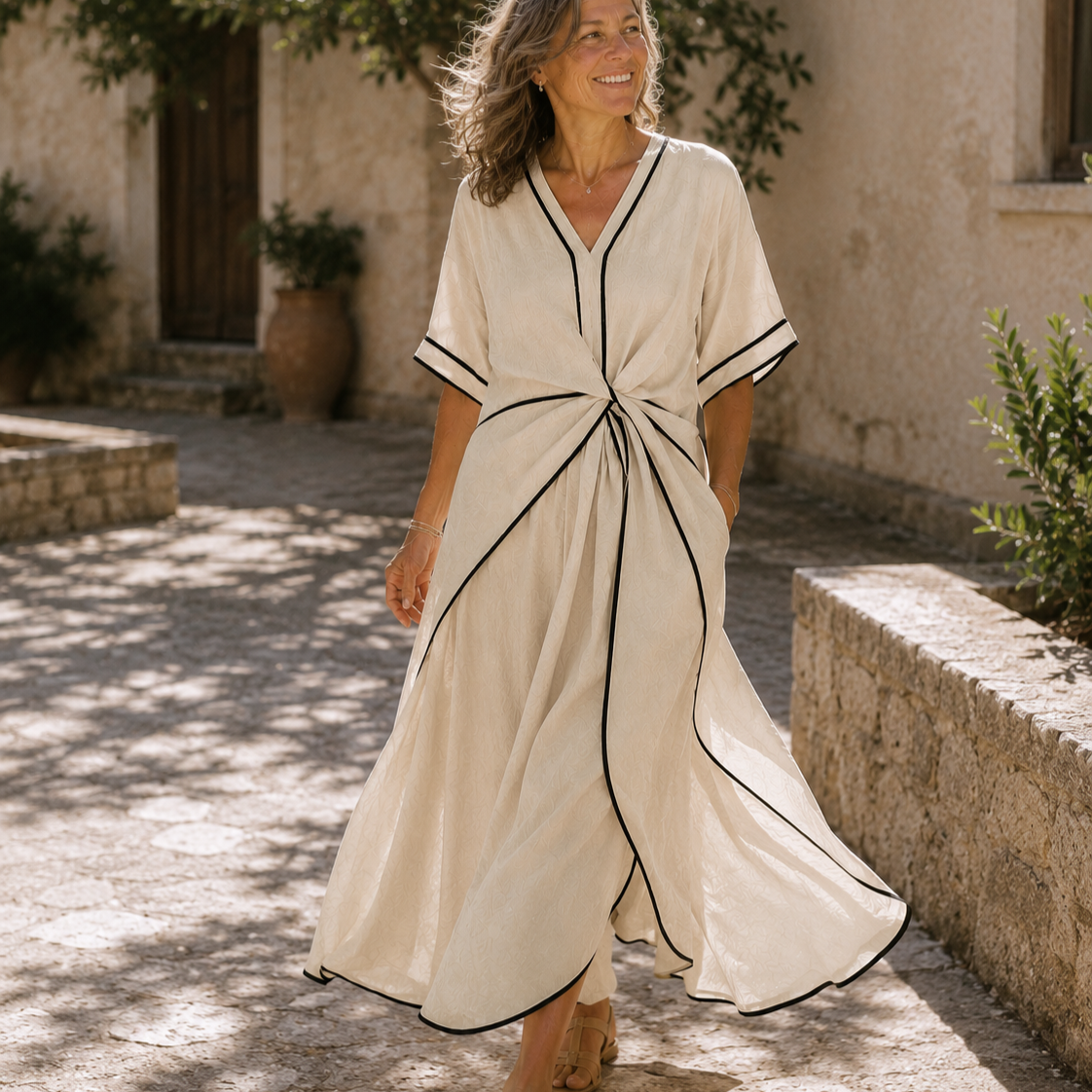 Celeste | Contrast Trim Midi Dress