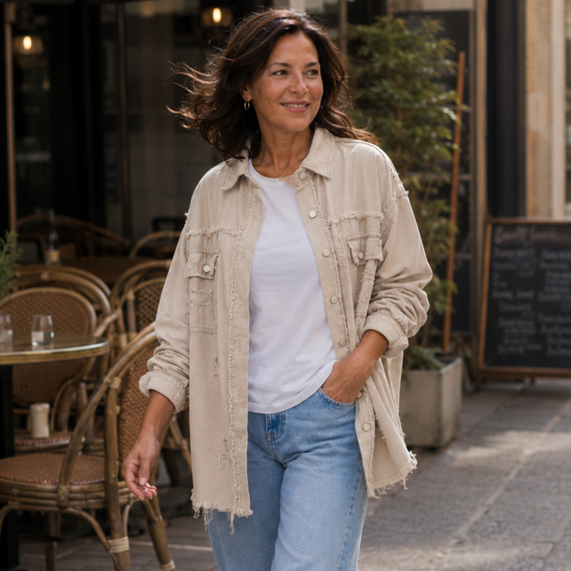 Kara | Oversized Frayed Denim Jacket