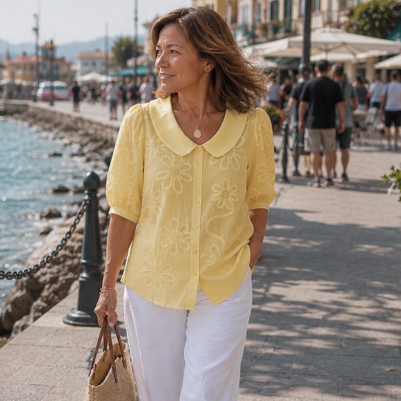 Daisy | Embroidered Flower Blouse