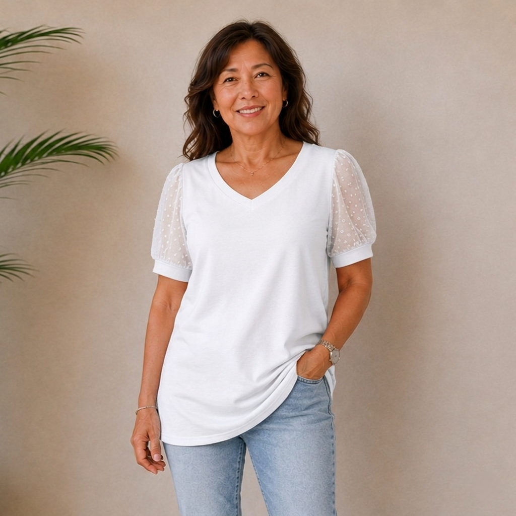 Paige | Dotted Sleeve Top