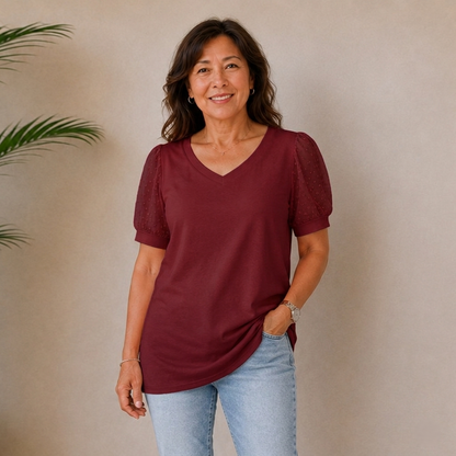 Paige | Dotted Sleeve Top
